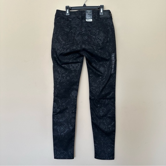 Silver Jeans W30 L31 Super Skinny Floral Brocade Black Mob Wife Embroidered Pant - Picture 9 of 14